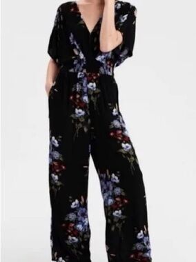 Black Floral Wide-Leg Jumpsuit
